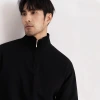 Spring and autumn hoodies, men's base layer, pullover, half-zipper top, loose, fat, plover, stand-up collar, long-sleeved details Picture